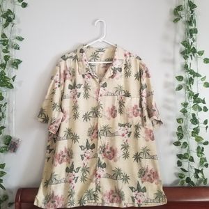 Classics Exclusive Wear Mens Button Up Floral Palm Trees Hawaiian Shirt XXL